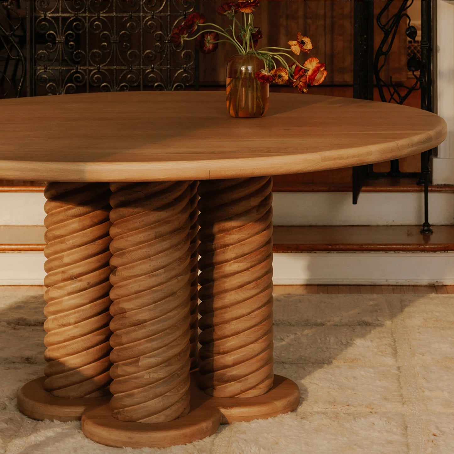 Goela Solid Wood Dining Table Natural Finish For Dining Room and Hotels