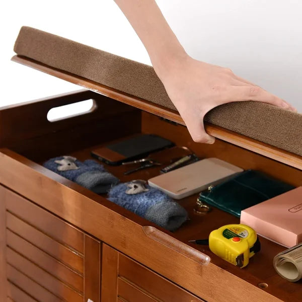 Citijan Sheesham Wood Shoe Cabinet, Mango Wood Shoe Rank For Living Room Furniture