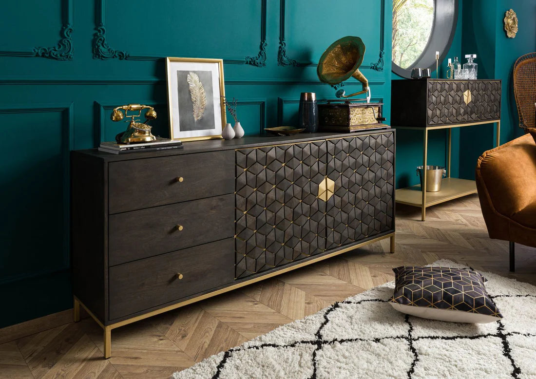 Baliya Solid Mango Wood Sideboard In Walnut For Lining Room Furniture