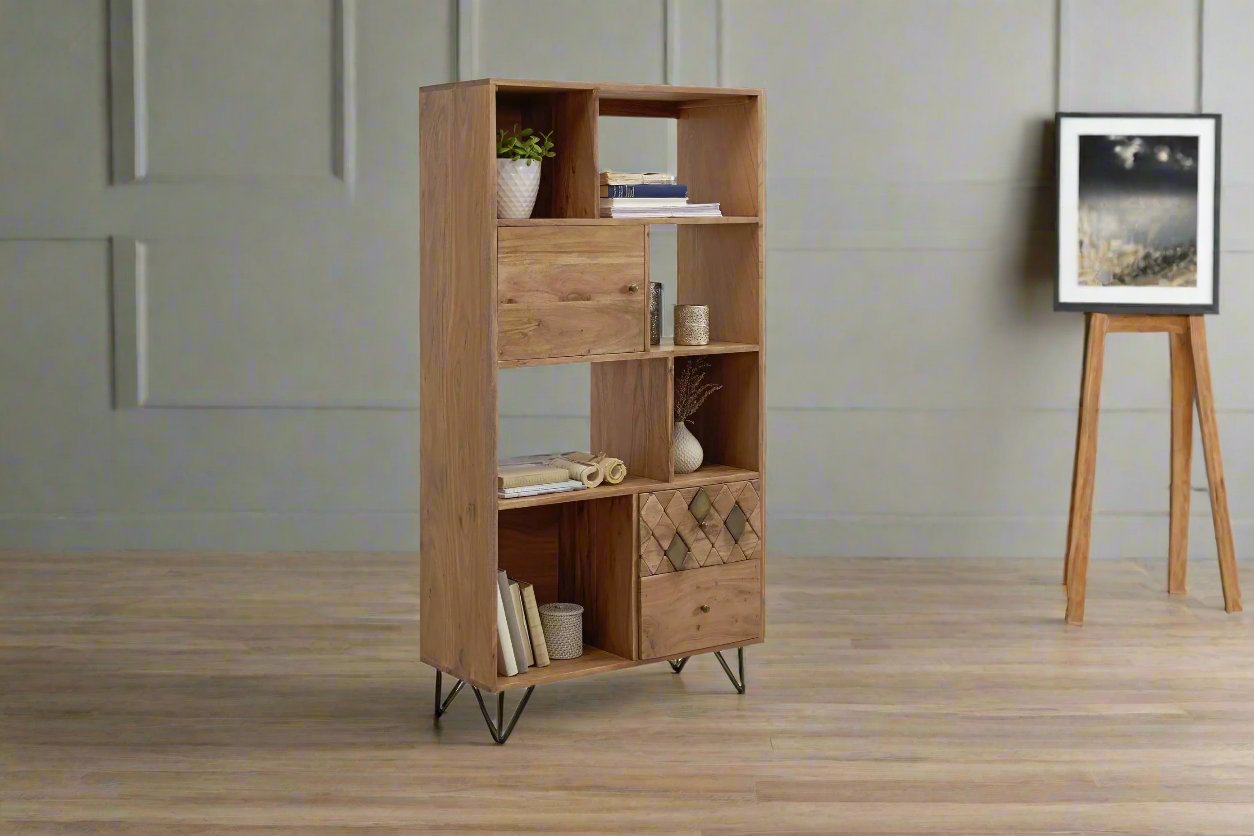 Marudhara Solid Wood Bookcase In Natural Finish