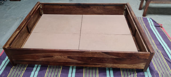 Sheesham Wood Queen Size Box storage In Provincial Teak Finish