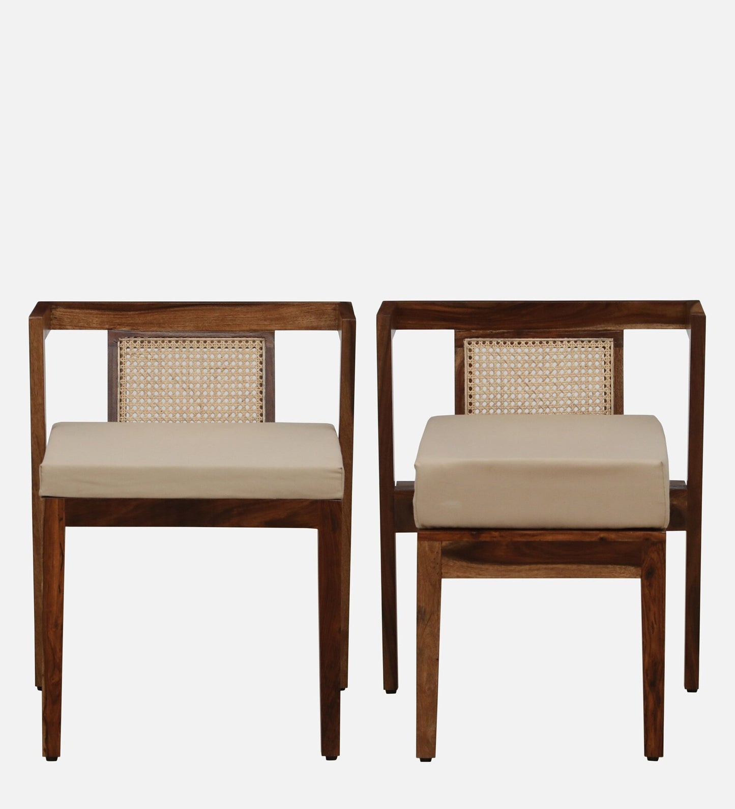 Solid Wood Couple Chair Set With Table In Teak Finish