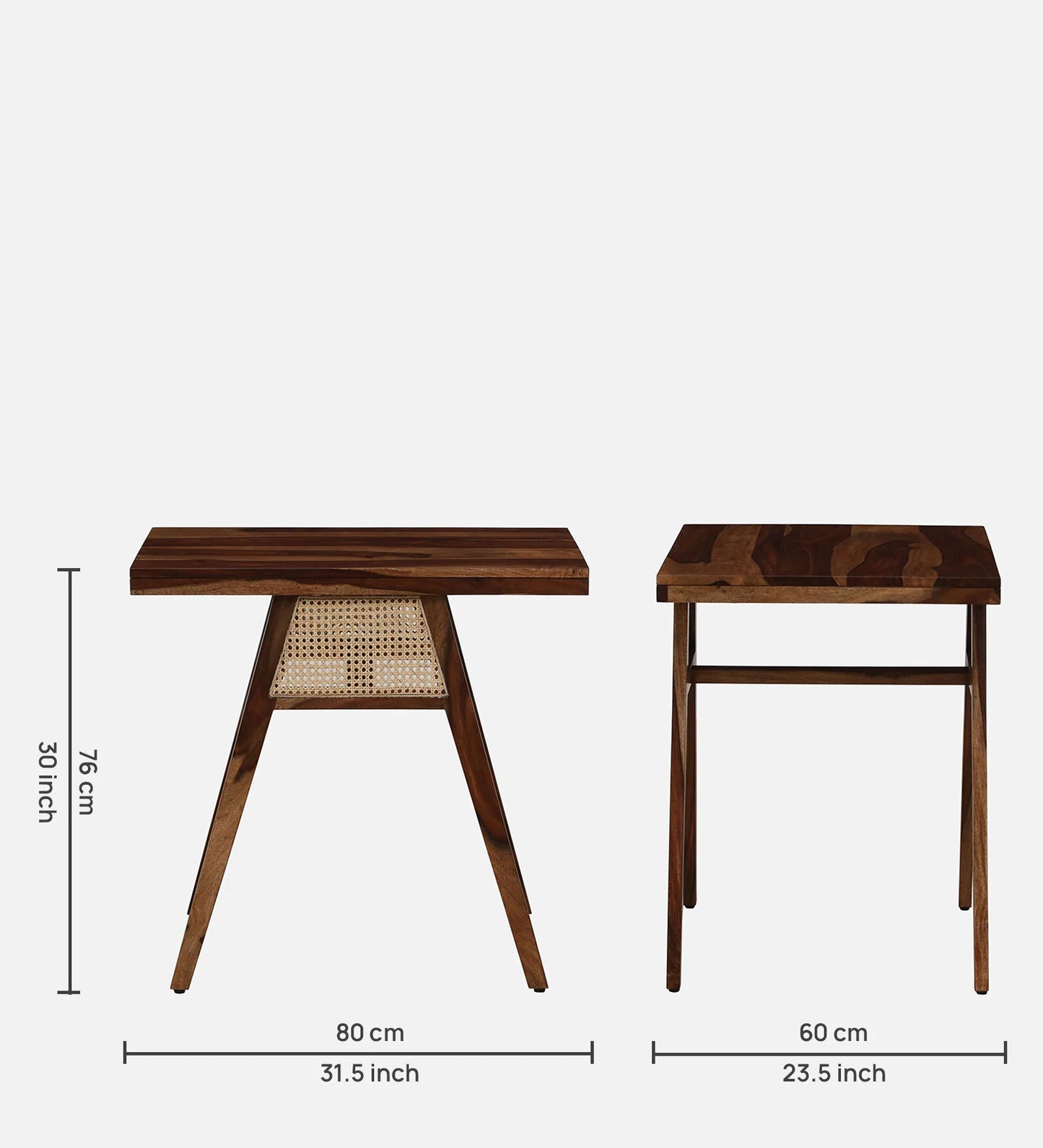 Solid Wood Couple Chair Set With Table In Teak Finish