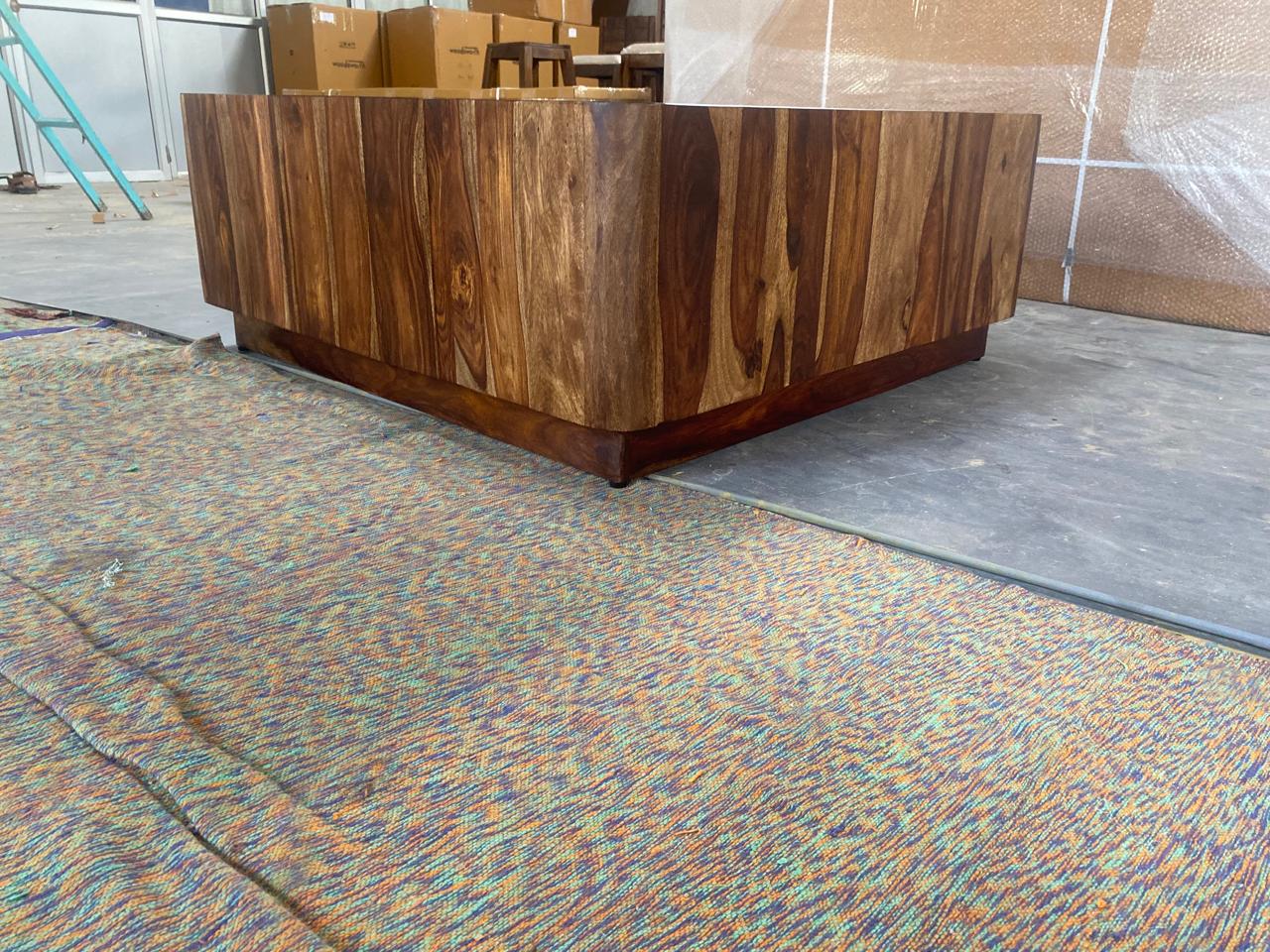 Segur Solid Sheesham Wood Coffee Table In Provincial Finish #007