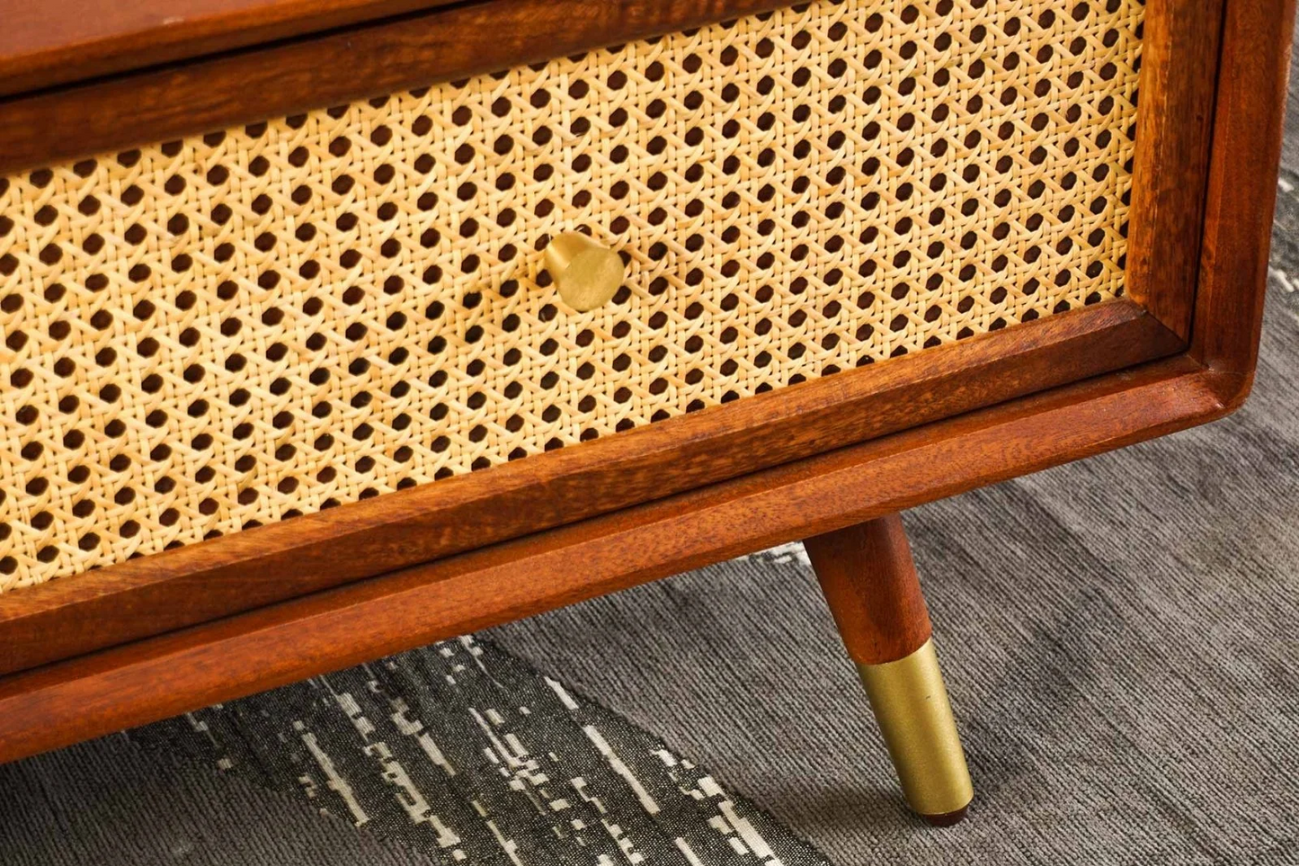 Demiwall Rattan Star Coffe Table Open self With Drawer in Provicial Teck Finish