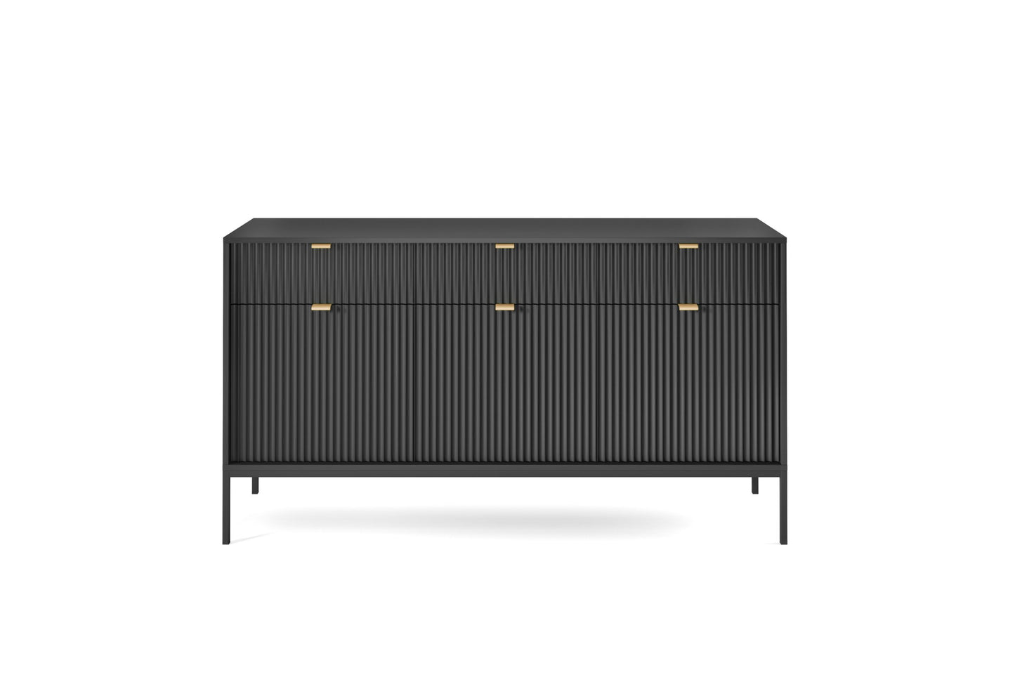 Solid Wood Storage Cabinet with Metal Handles, 3 Doors and 3 Drawers of Space, Elegant Sideboard, Suitable for Living, Entrance and Study Rooms Furniture Demiwall