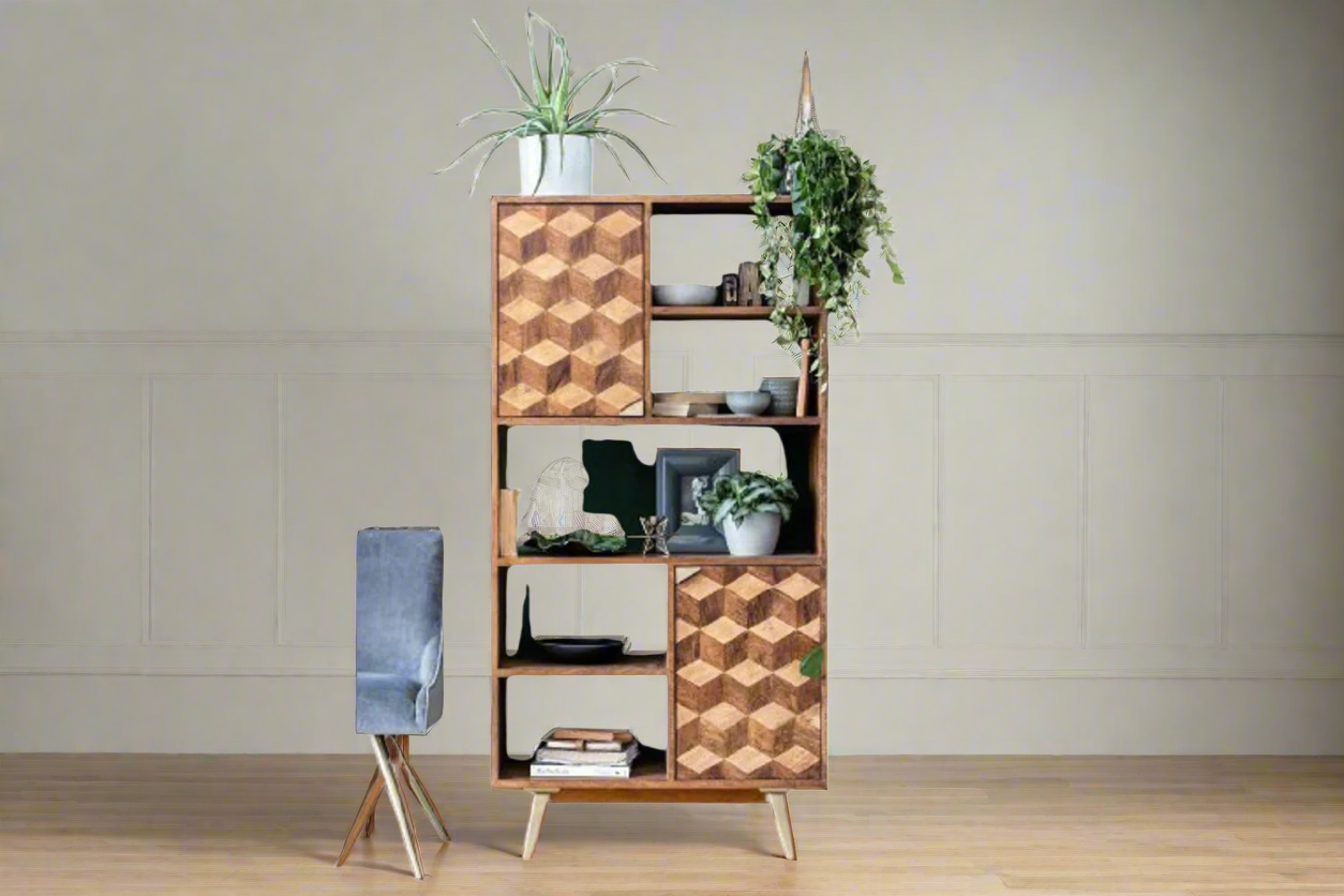 Marudhara Solid Wood Bookcase In Natural Finish