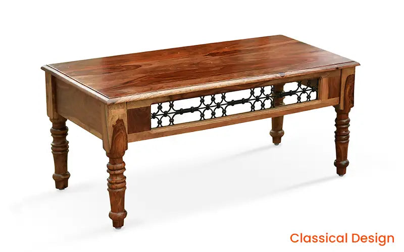 Helioc Kan Sheesham Wood Coffee Table In Provincial Teak Finish