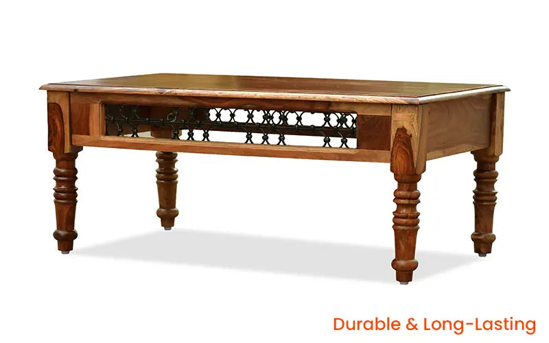 Helioc Kan Sheesham Wood Coffee Table In Provincial Teak Finish