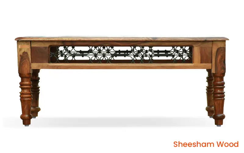 Helioc Kan Sheesham Wood Coffee Table In Provincial Teak Finish