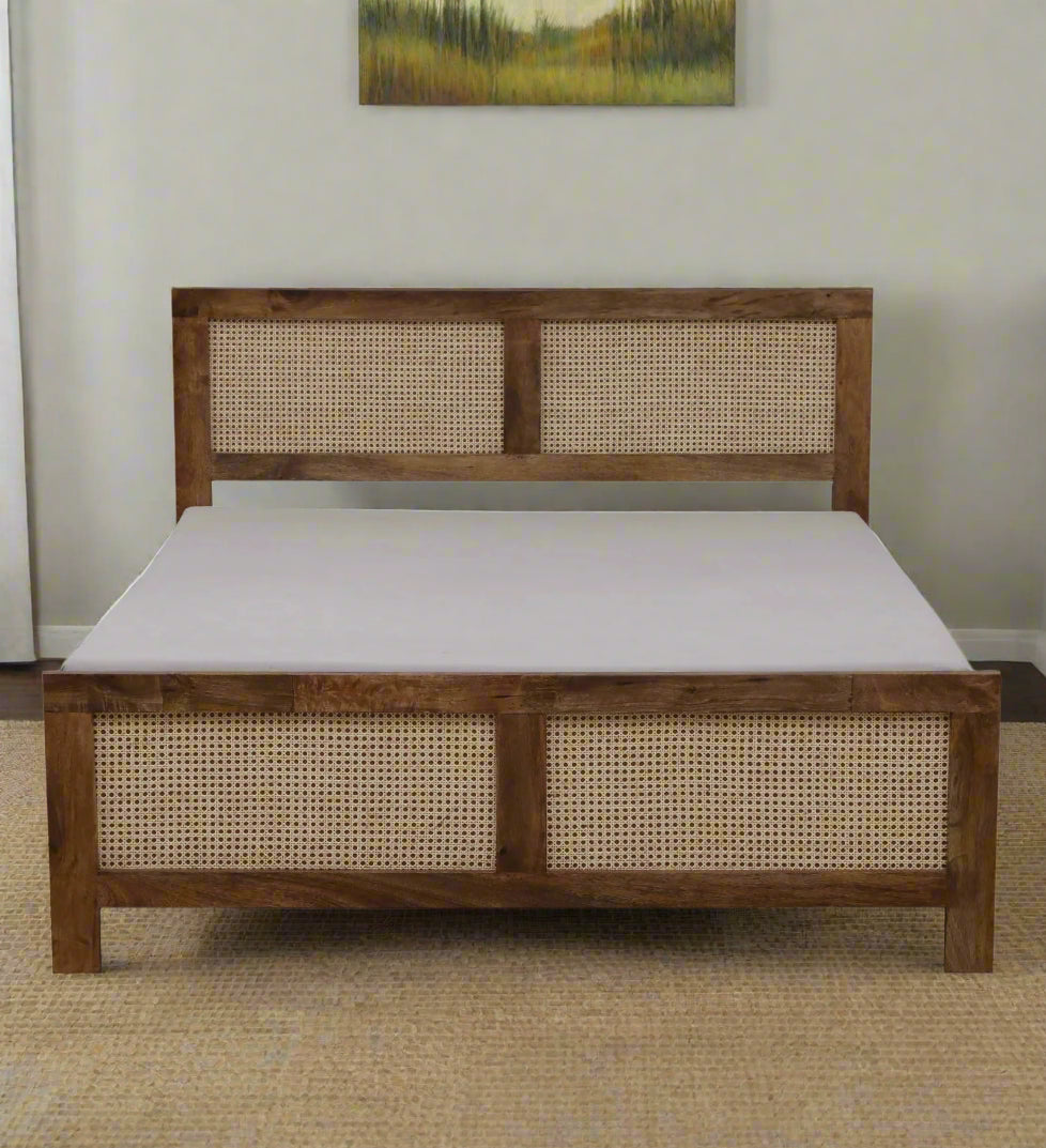 Baam Mango Wood Queen Size Box Bed In Rustic Teak