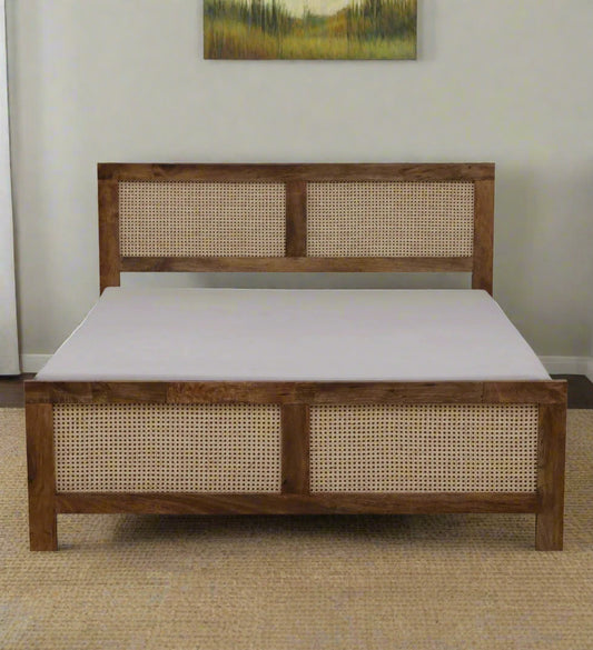 Baam Mango Wood Queen Size Box Bed In Rustic Teak