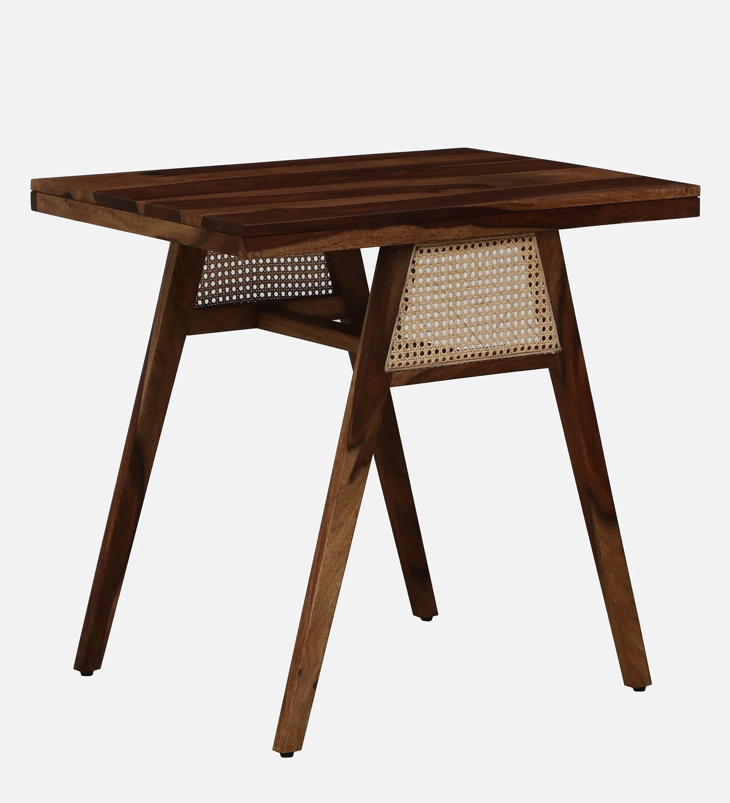 Solid Wood Couple Chair Set With Table In Teak Finish