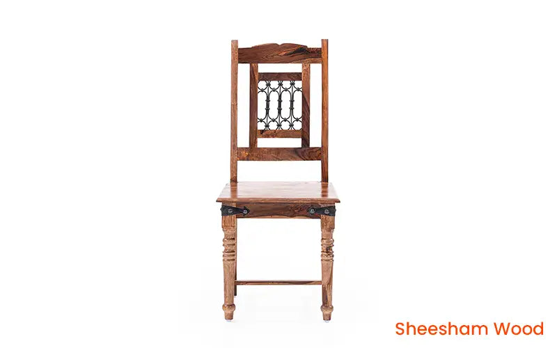 Helioc Kan Sheesham Wood Dining Table Six seater Table In Provincial Teak Finish