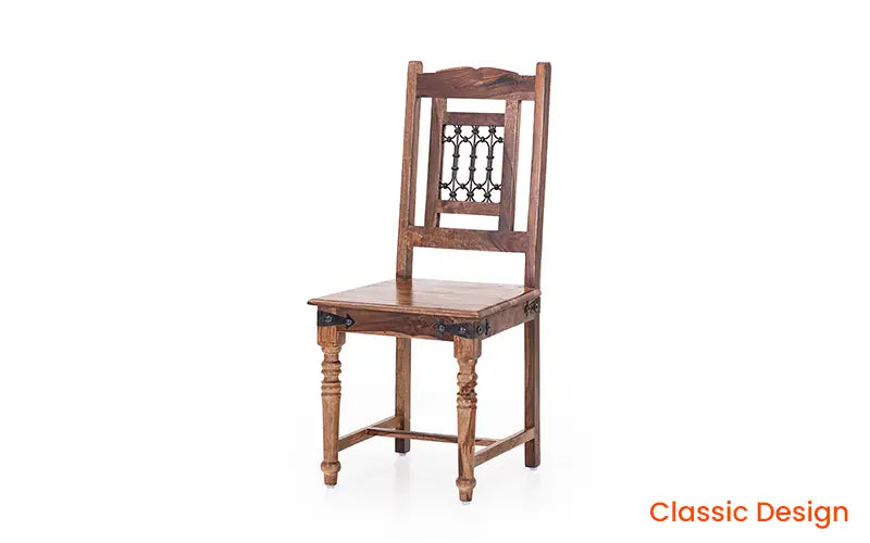 Helioc Kan Sheesham Wood Dining Table Six seater Table In Provincial Teak Finish