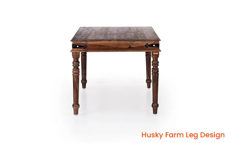 Helioc Kan Sheesham Wood Dining Table Six seater Table In Provincial Teak Finish