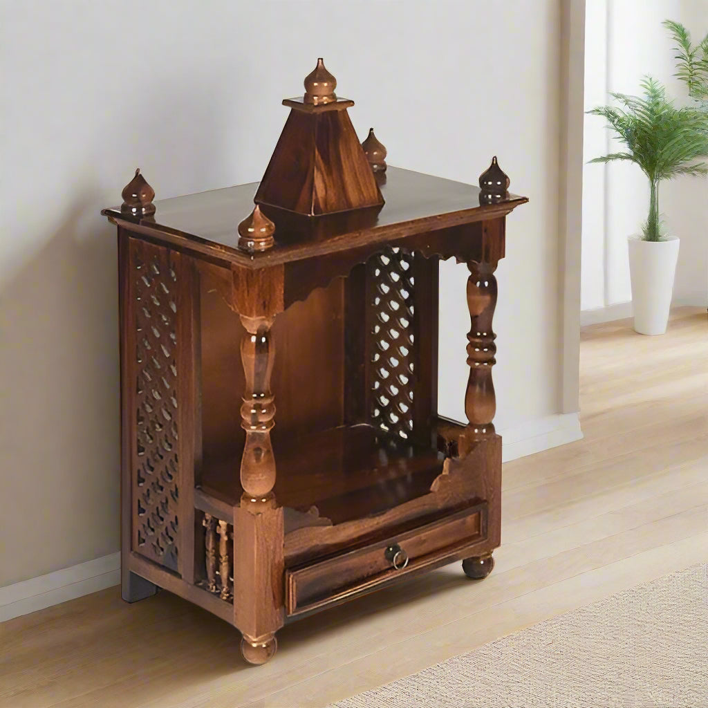 Demiwall Sheesham Wood Temple for Home Natural Finish