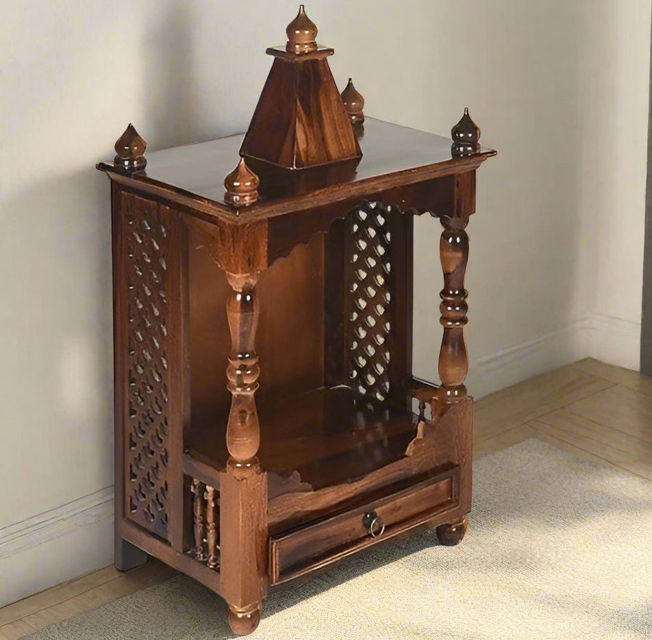 Demiwall Sheesham Wood Temple for Home Natural Finish