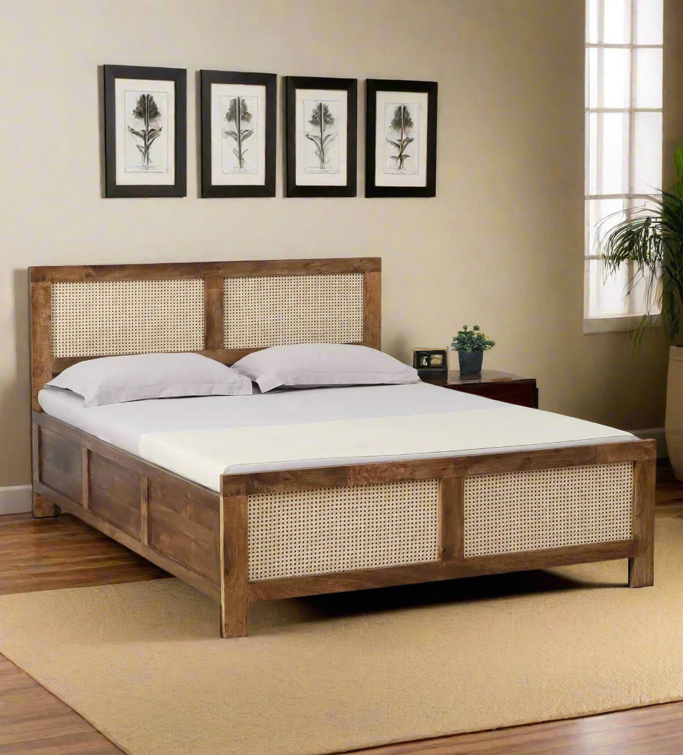 Baam Mango Wood Queen Size Box Bed In Rustic Teak