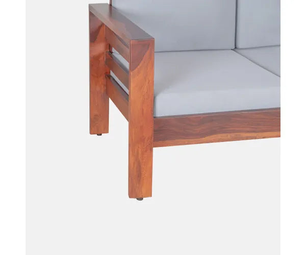 Alex Solid Sheesham Wood 3 Seater Sofa Set In Natural Teak For Living Room Furniture #004