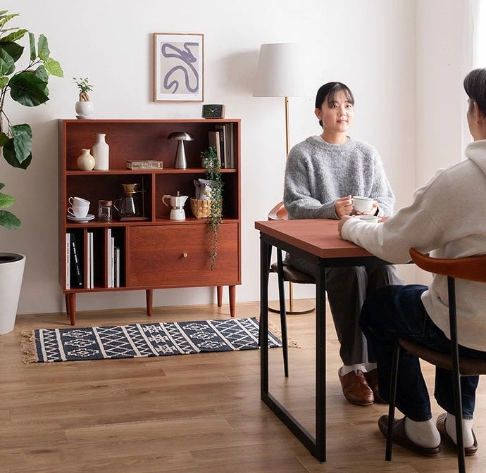 Riza Solid Wood Bookshelf Two door and 4 Open Shelf