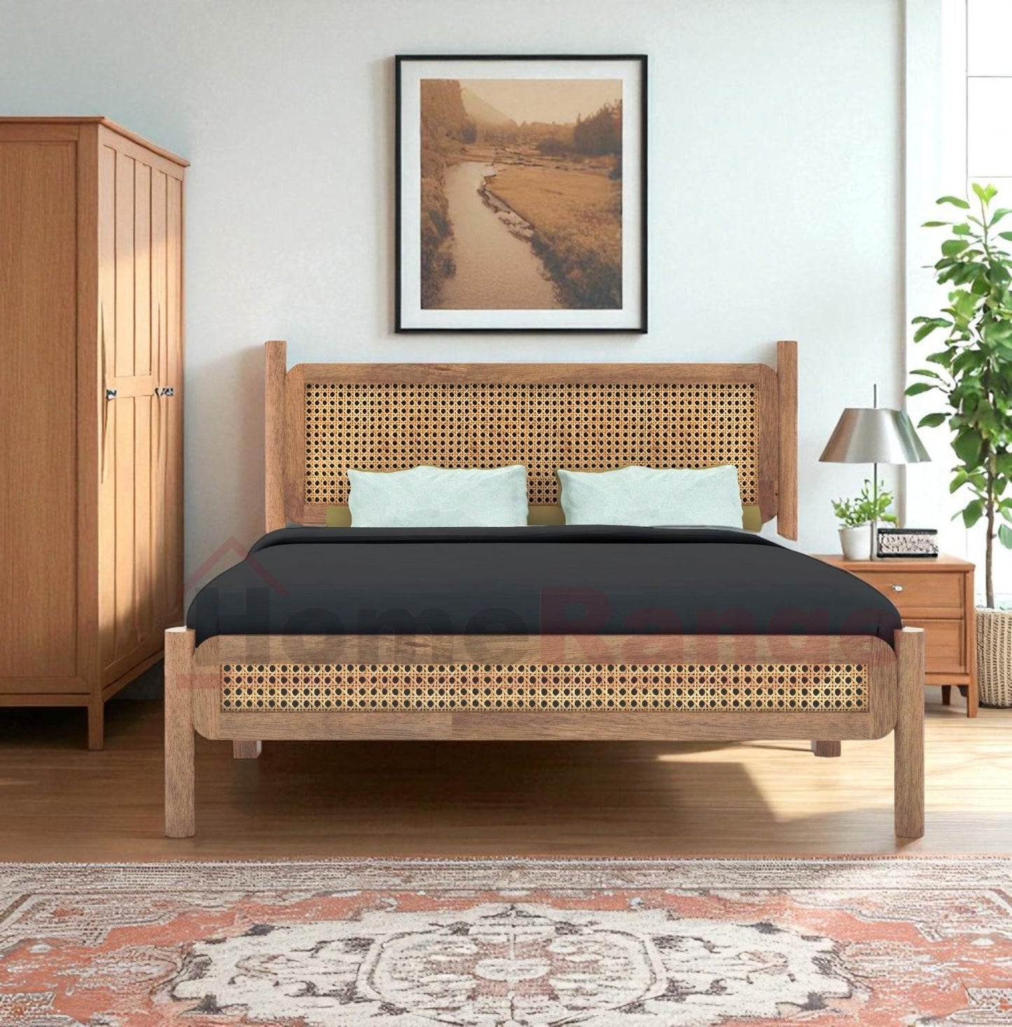 Homerange Mango Wood King Size Bed In Neutral Finish