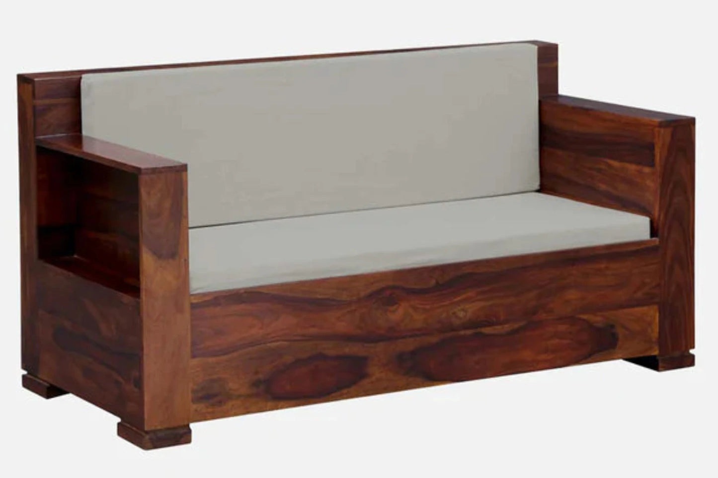 Eli Solid Wood 3 Seater Sofa In Provincial Teak Finish For Living Room Furniture