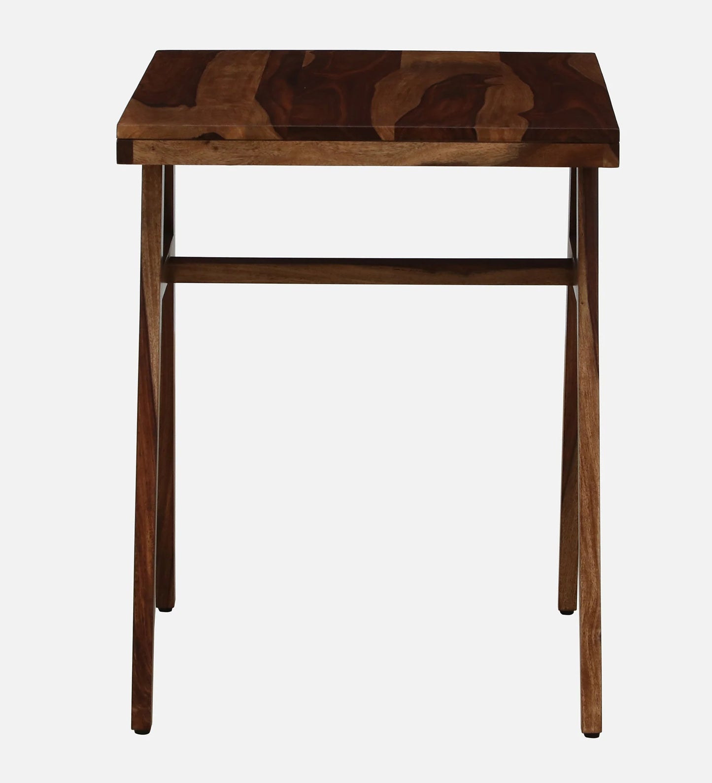 Solid Wood Couple Chair Set With Table In Teak Finish
