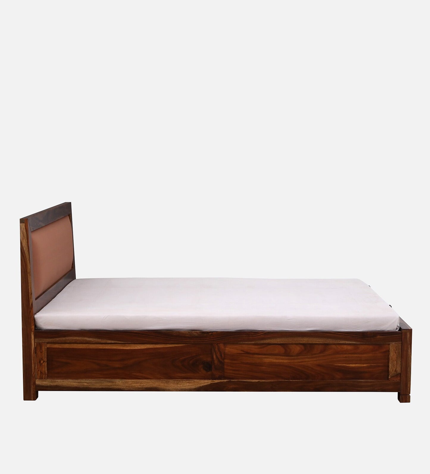 Demiwall Segur Sheesham Wood Dubble Bed In Provincial Teak Finish With Hydraulic Storage