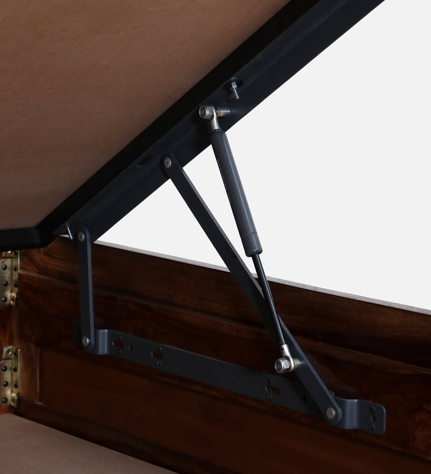 Demiwall Segur Sheesham Wood Dubble Bed In Provincial Teak Finish With Hydraulic Storage