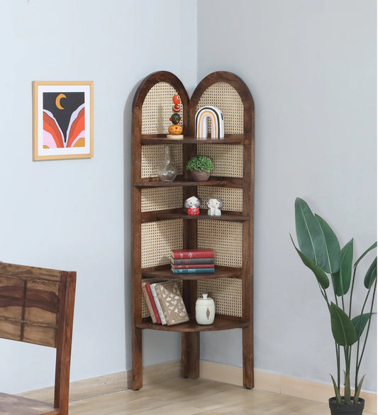 Baam Mango Wood Display Shelf In Rustic Teak Finish