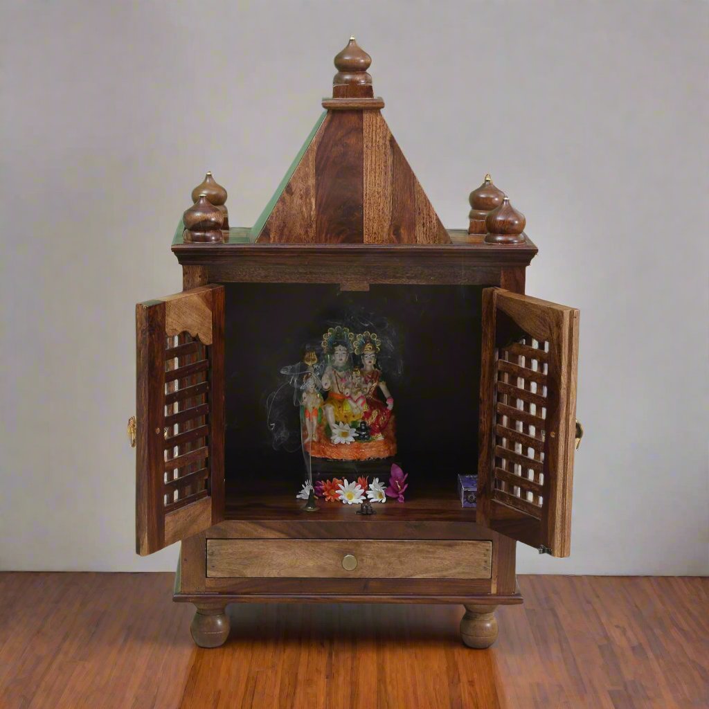 Sheesham Wood Pooja Mandir In Natural