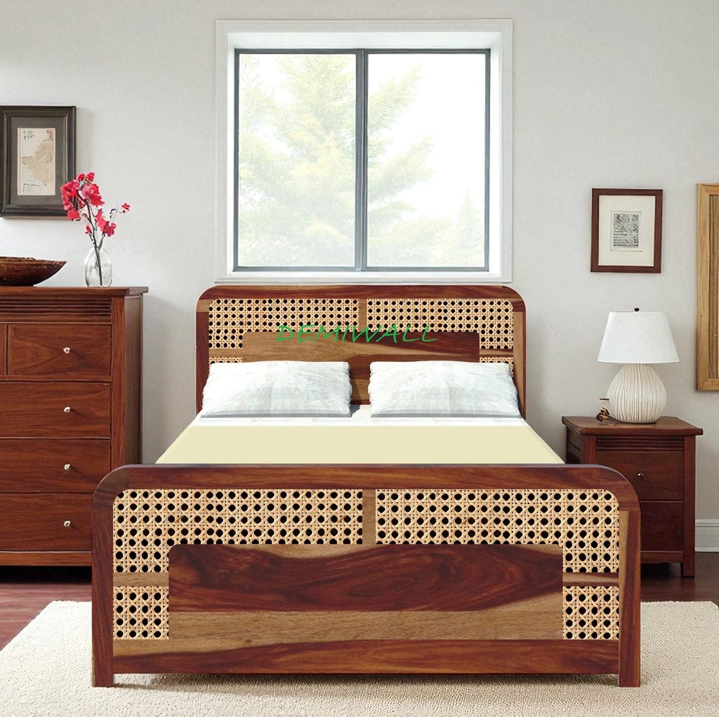 Royal Rattan Sheesham Wood King Size Box Storage Bed In Provincial Teak Finish