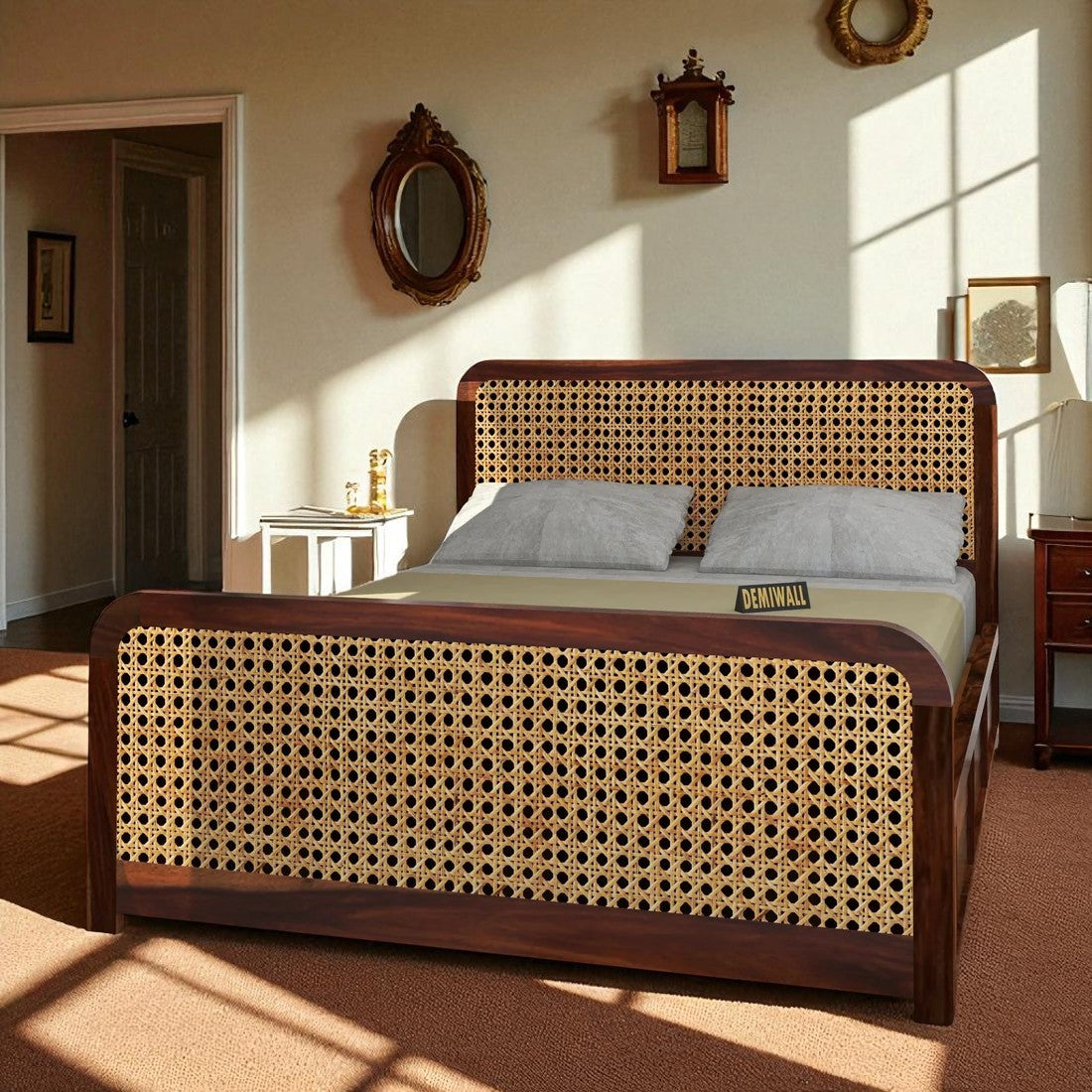 Royal Rattan Sheesham Wood King Size Box Storage Bed In Provincial Teak Finish