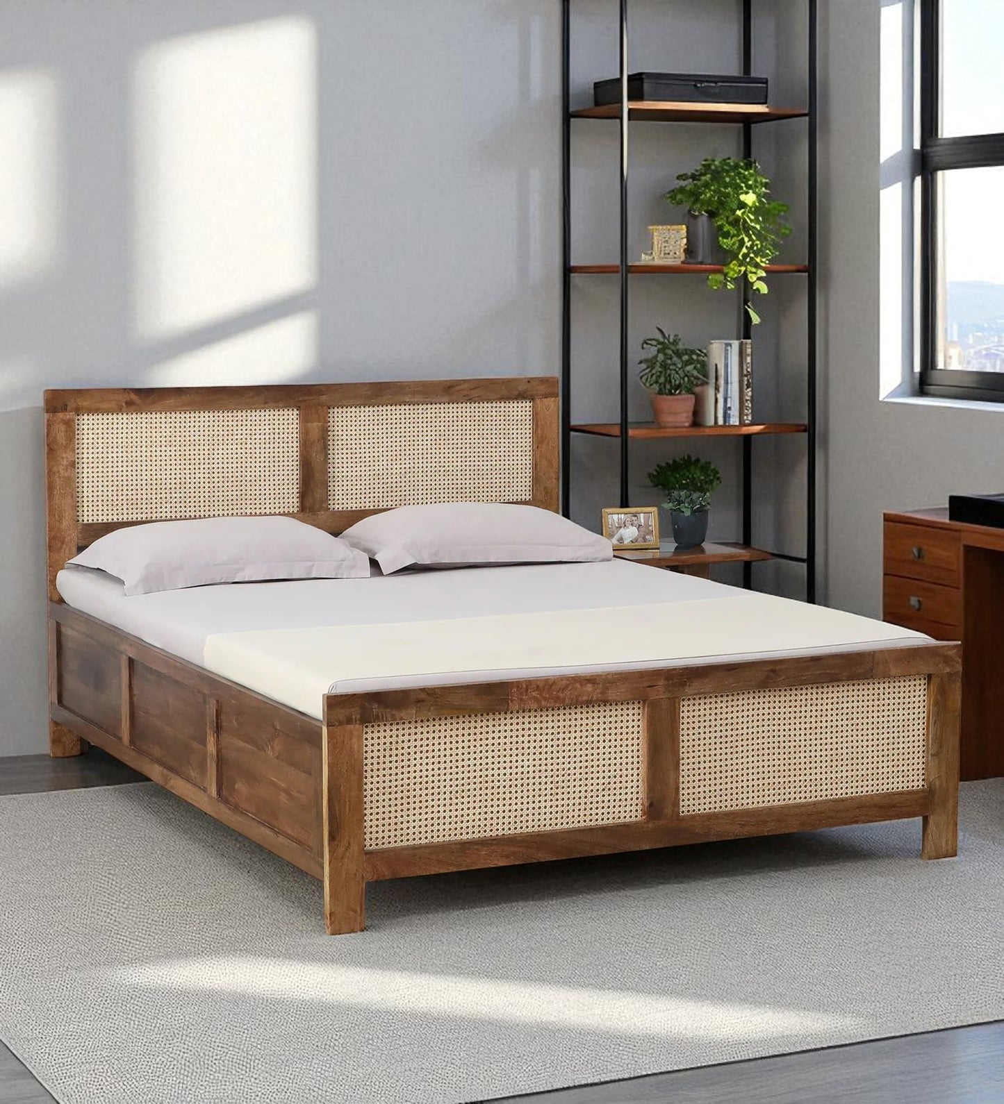 Baam Mango Wood King Size Box Bed In Rustic Teak