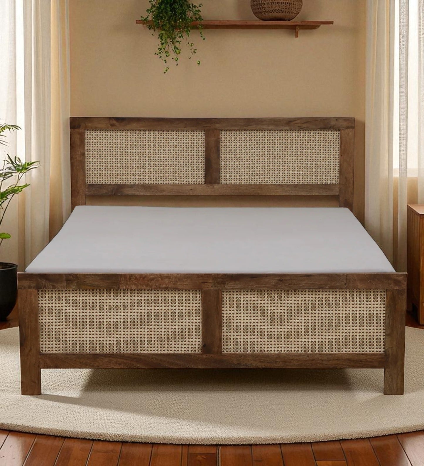 Baam Mango Wood King Size Box Bed In Rustic Teak