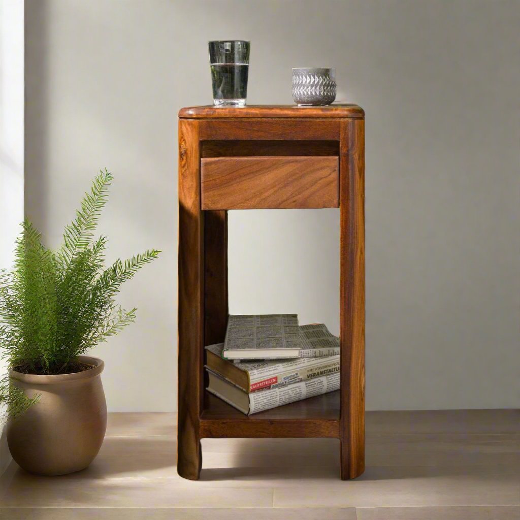 Segur Solid Wood Bedside In Provincial Teak Finish For Living Room
