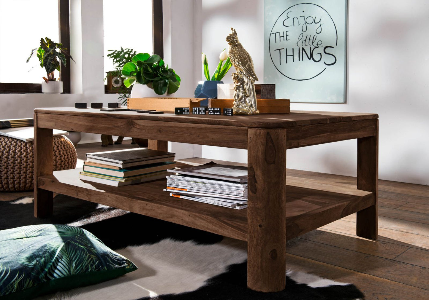 Segur Solid Wood Coffee Table In Provincial Teak Finish For Living Room #008