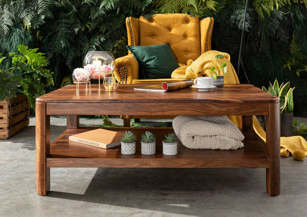Segur Solid Wood Coffee Table In Provincial Teak Finish For Living Room