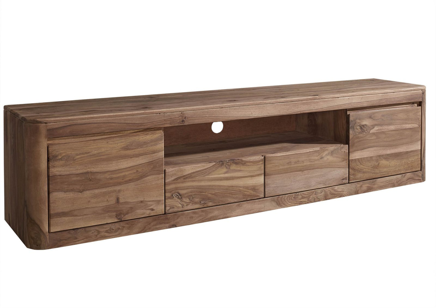 Segur Sheesham Wood 2 Door 2 Drawer With Open Self Tv Cabinet #006