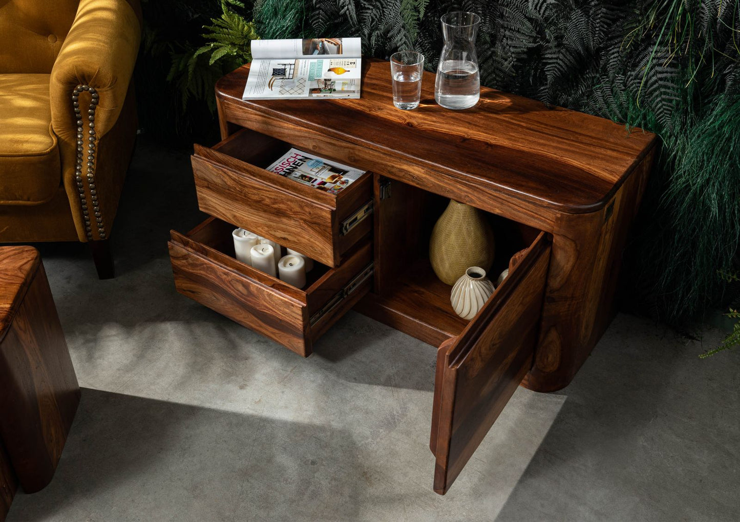 Segure Solid Wood Sideboard In Natural Teak For Living Room Furniture