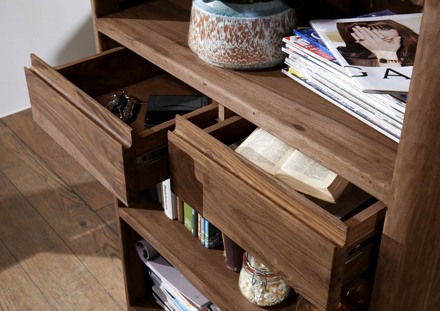 Segur Solid Wood Book-case In Natural Finish