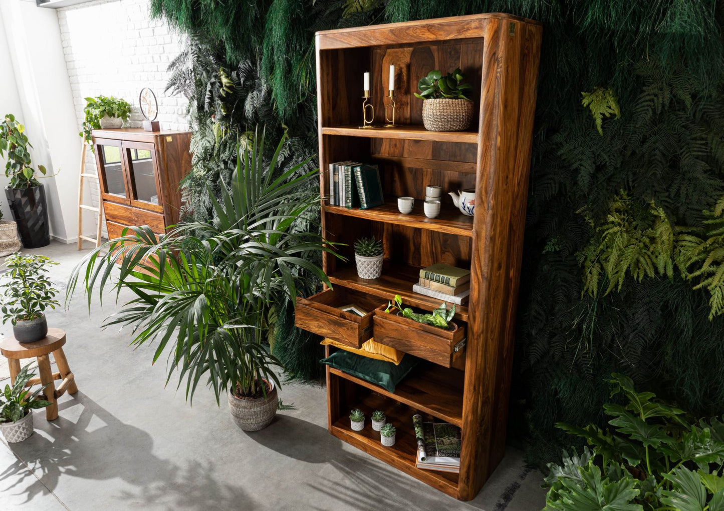 Segur Solid Wood Book-case In Natural Finish