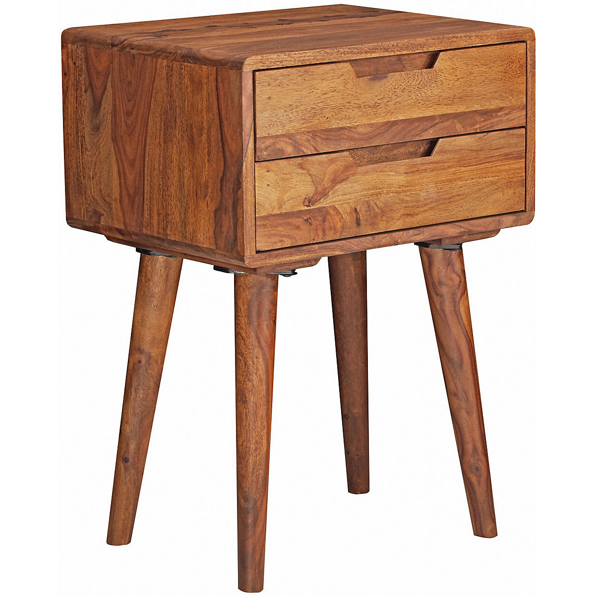Timbe Task Sheesham Wood Bed Side 2Drawers In Natural Teak For BedRoom Furniture