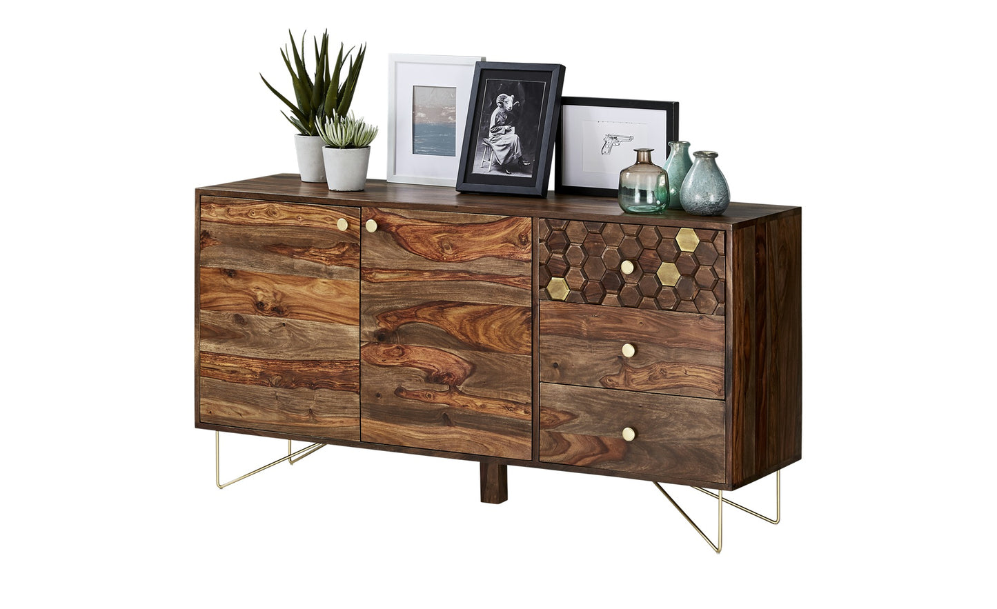 Lija Solid Wood Sideboard In Provincial Teak For Living Room Furniture