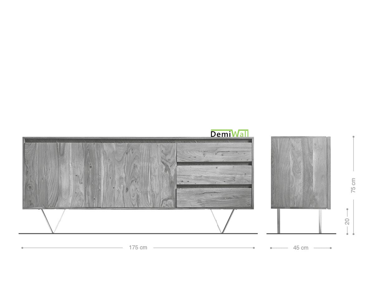 Alex Solid Wood Sideboard in Netural Finish For Living Room