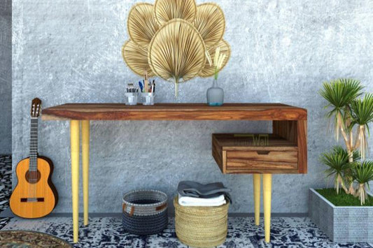 onyx sheesham wood study table in natural finish