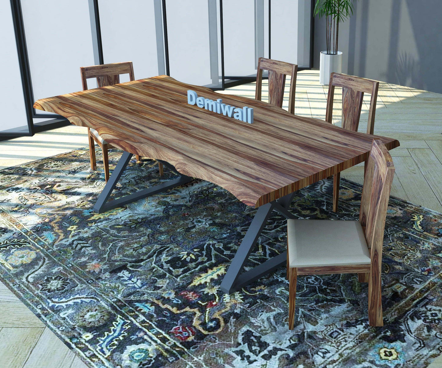 Avina Sheesham Wood Six Seater Dining Table Set In Nutural Finish
