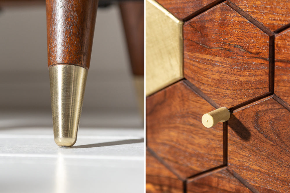 Ows Solid Wood Bed-Side Table In Honey Oak For BedRoom Furniture