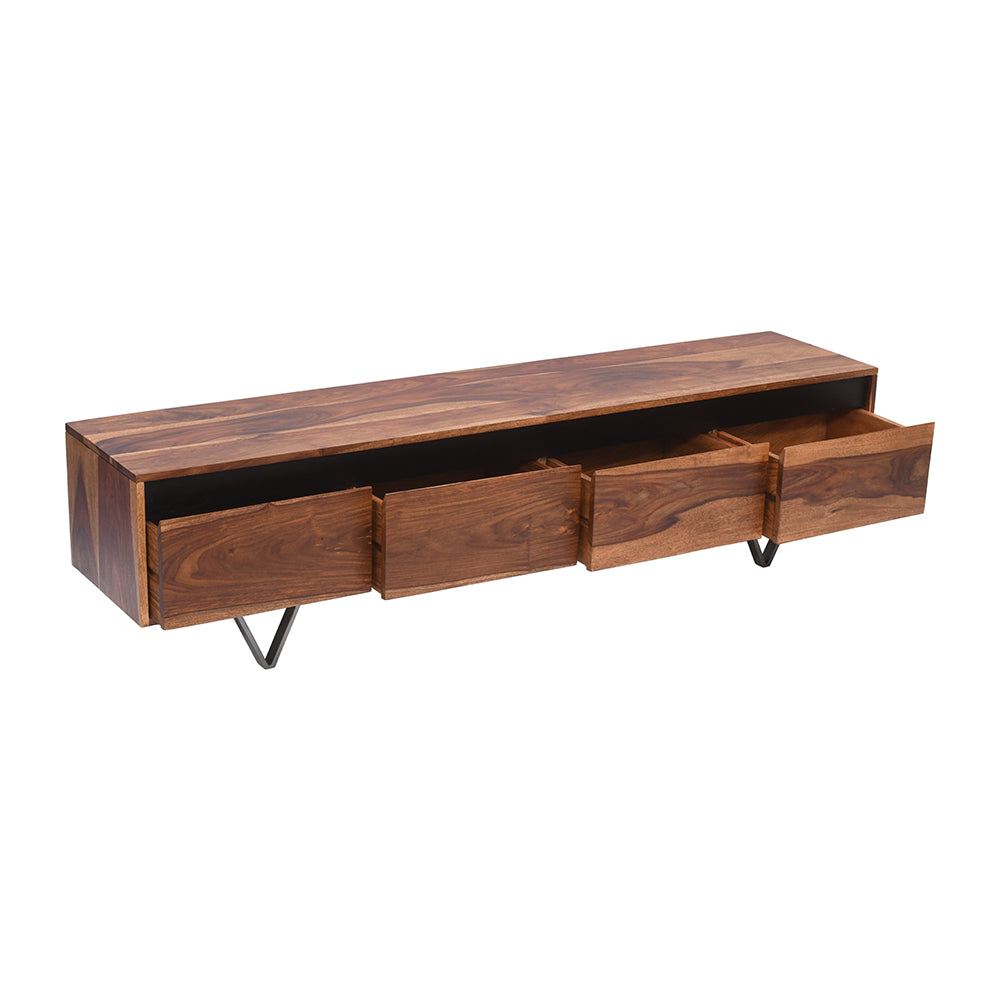 Ezra Sheesham Wood 4 Drawer Tv Cabinet #004